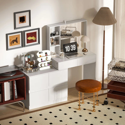 Nancy's Curtatone Kaptafel - Make Up Tafel met Spiegel - Wit - ± 70 x 40 x 120 cm