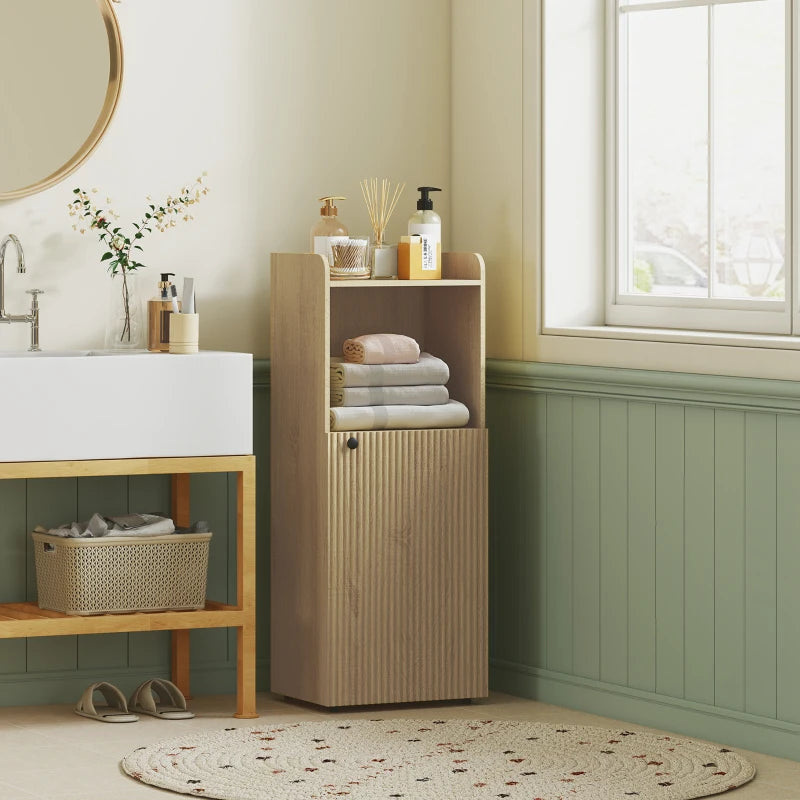 Nancy's Pederobba Badkamerkastje - Badkamermeubel - Eikenhout look - ± 40 x 30 x 105 cm