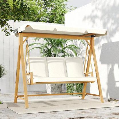 Nancy's Gavi Schommelbank - Hollywoodschommel - Tuinschommel - Beige - ± 200 x 120 x 170 cm