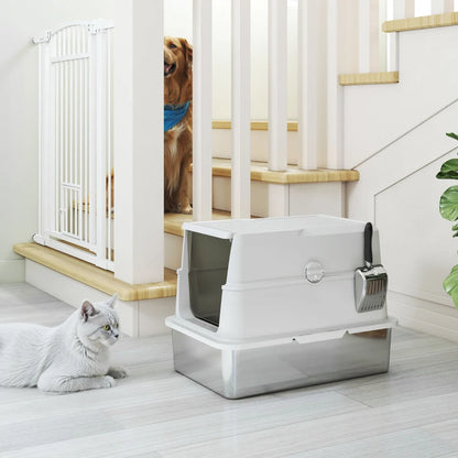 Nancy's Modica Kattenbak - Kattentoilet - Katten wc - RVS / Grijs - ± 60 x 40 x 45 cm