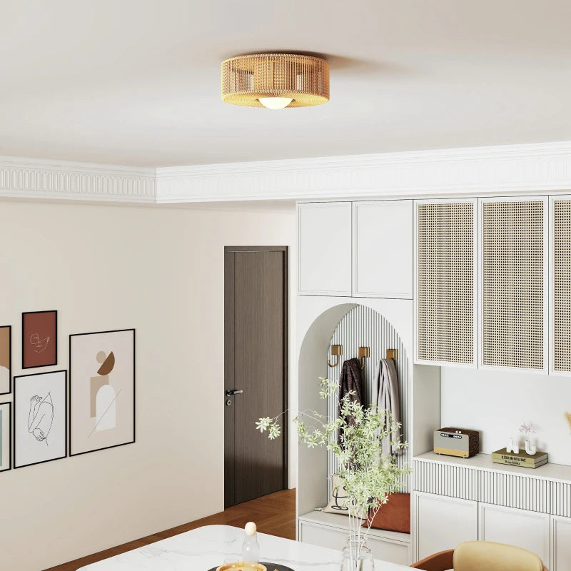 Nancy's Palau Plafondlamp - Plafondverlichting - LED-Lamp - Lichtbruin / Zwart - Henneptouw