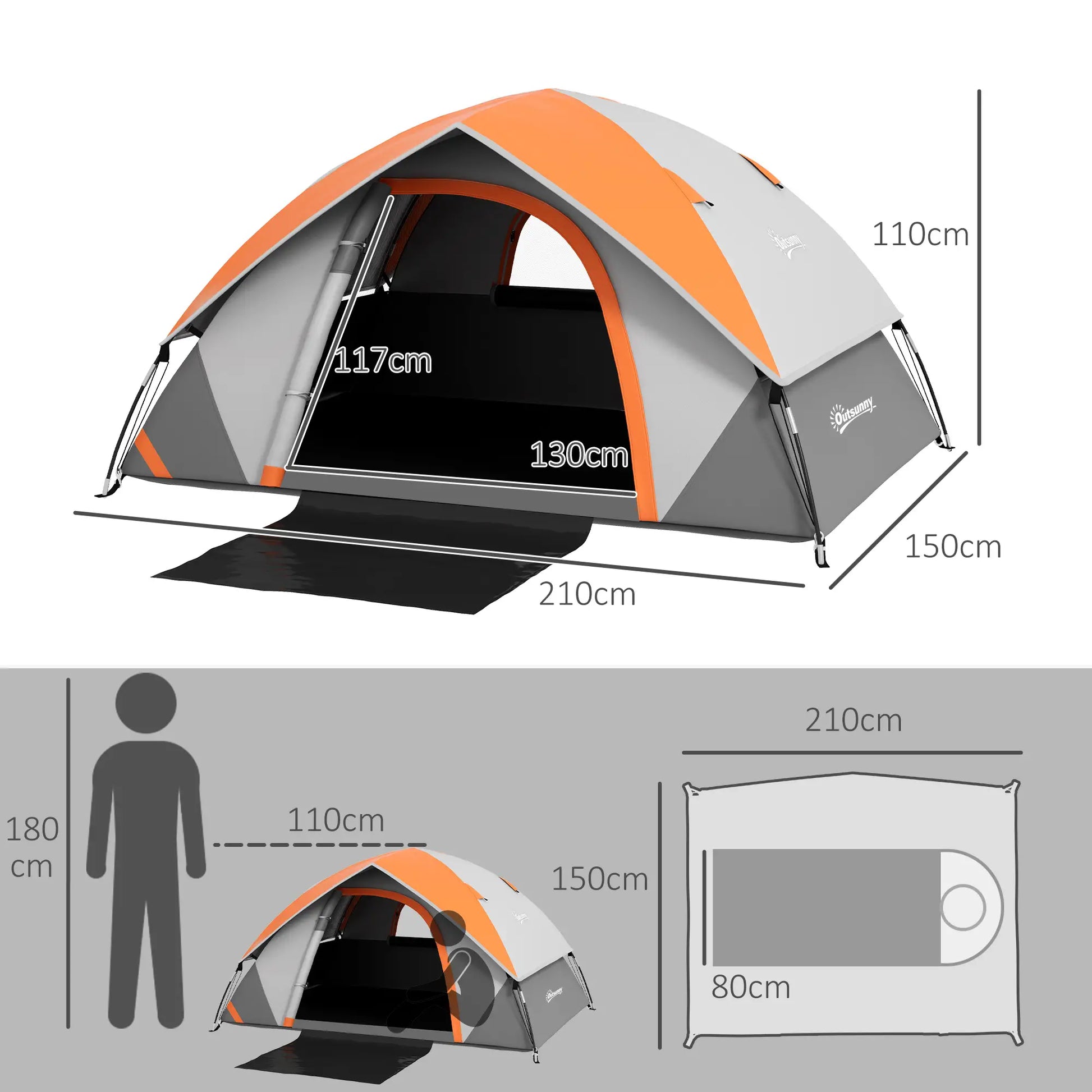 Nancy's Gasperina Kampeertent - Campingtent - 2-Persoons - Waterafstotend - Rood - 210 x 150 x 110 cm