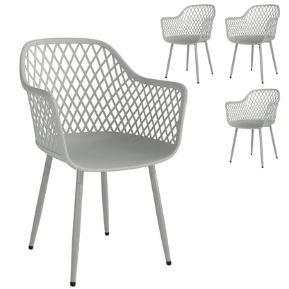 Nancy's Selargius Tuinstoelen - Terrasstoelen - Set van 4 - UV-Bestendig - Grijs - Kunststof