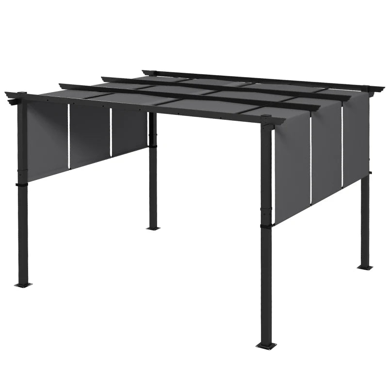 Nancy's Supino Pergola - Tuinpaviljoen - Uitschuifbaar zonnedak - Grijs - ± 355 x 295 x 235 cm