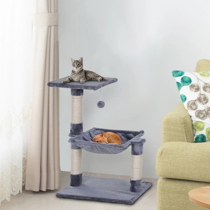 Nancy's Fiaes Krabpaal - Kattenbed - Pluche - Grijs - ± 50 x 40 x 70 cm