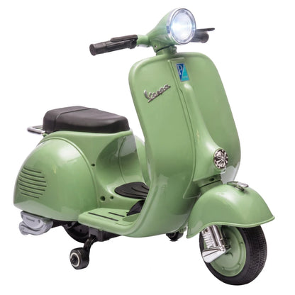 Nancy's Tolmezzo Elektrische Vespa voor Kinderen - Muziek en LED-koplamp - Afneembare zijwieltjes - Groen