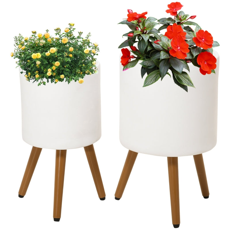 Nancy's Pinto Flower Pot - Set of 2 Flower Pots - Plant Stand - White