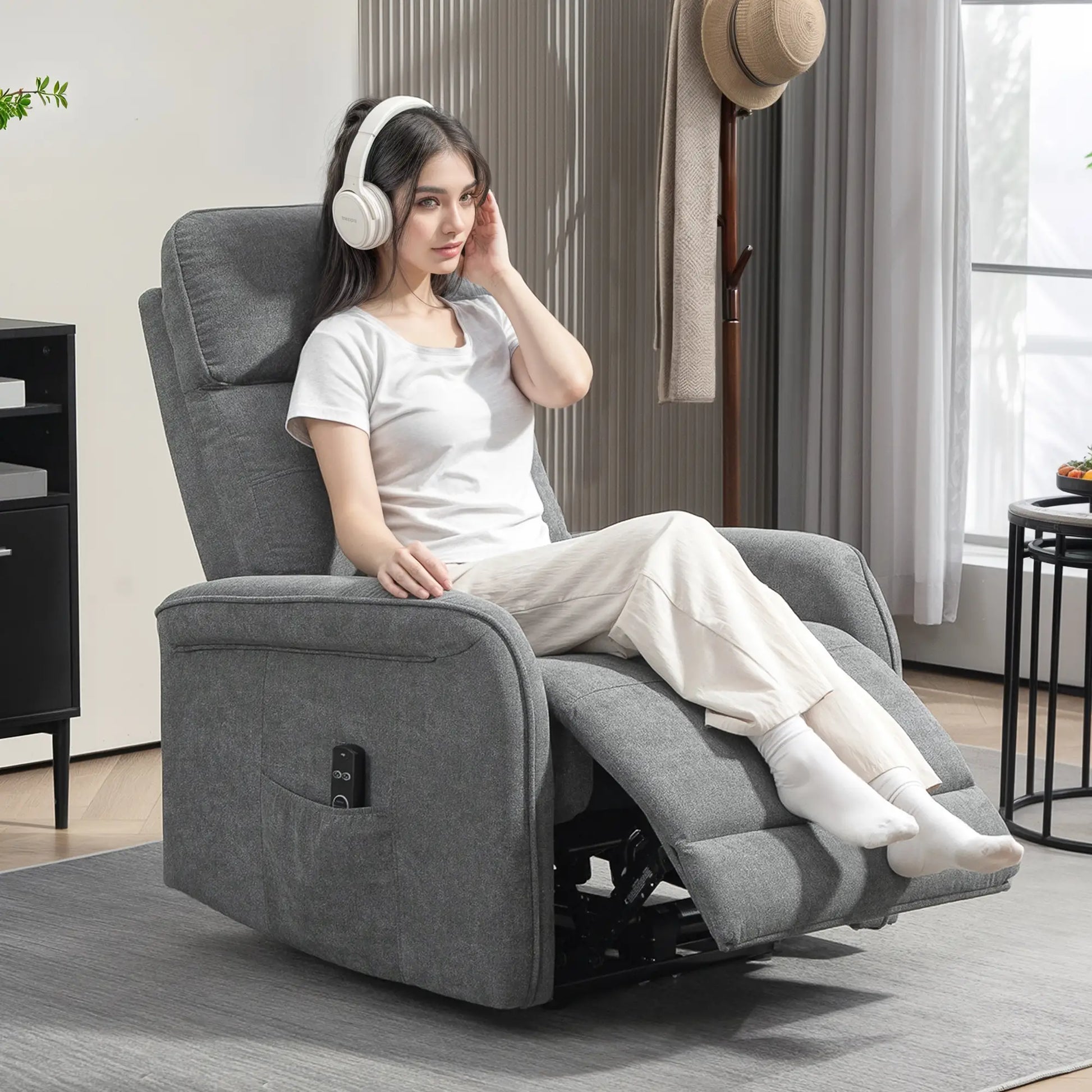 Nancy's Forenza Massagestoel - Loungestoel - Relaxstoel - Elektrisch - Grijs - Fluweel