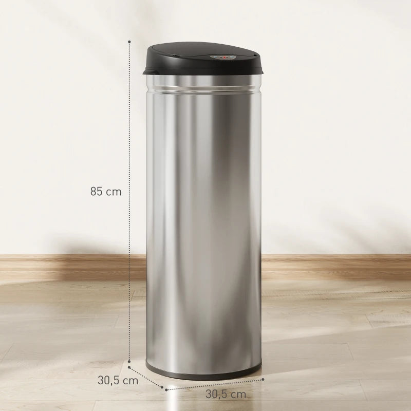 Nancy's Moiano Sensor Afvalbak - Automatische prullenbak - Sensor Prullenbak - Zilver / Zwart - RVS - 50 Liter