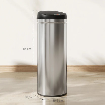Nancy's Moiano Sensor Afvalbak - Automatische prullenbak - Sensor Prullenbak - Zilver / Zwart - RVS - 50 Liter