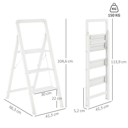 Nancy's Furore Ladder - Trap - Opvouwbaar - Wit - Aluminium - ± 65 x 40 x 105 cm