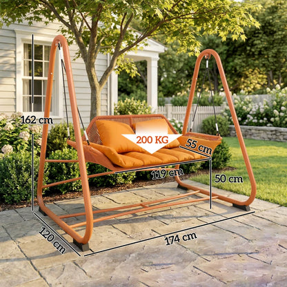 Nancy's Saturnia Schommelbank - Hollywoodschommel - Tuinschommel - Terracotta - ± 175 x 120 x 160 cm