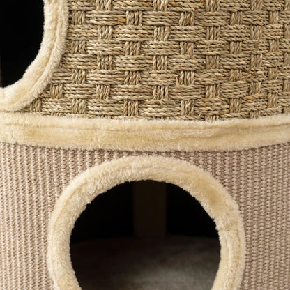 Nancy's Niella Krabpaal - Kattenhol - Kattenpaal - Kaki / Koffie - Pluche / Sisal - ± 45 x 45 x 80 cm