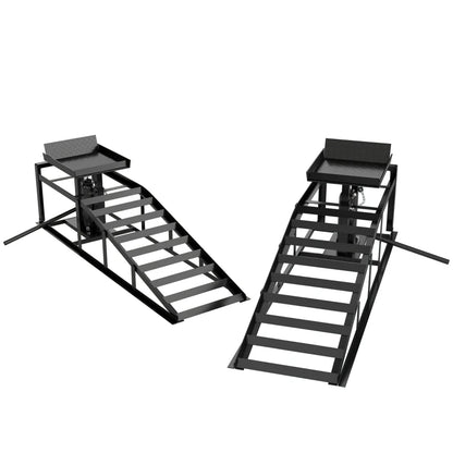 Nancy's Tarvisio Hefbrughellingen - Oprijplaten - Oprijhelling - Antislip - Verstelbare hoogte - Zwart - Staal - 114 x 34,5 x 23-32,5 cm