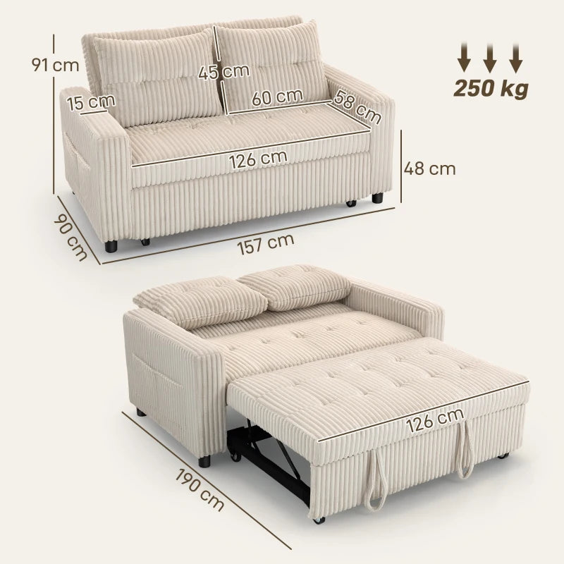 Nancy's Ostuni 2-Zitsbank - Zitbank - Slaapbank - Crèmewit - Corduroy