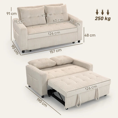 Nancy's Ostuni 2-Zitsbank - Zitbank - Slaapbank - Crèmewit - Corduroy