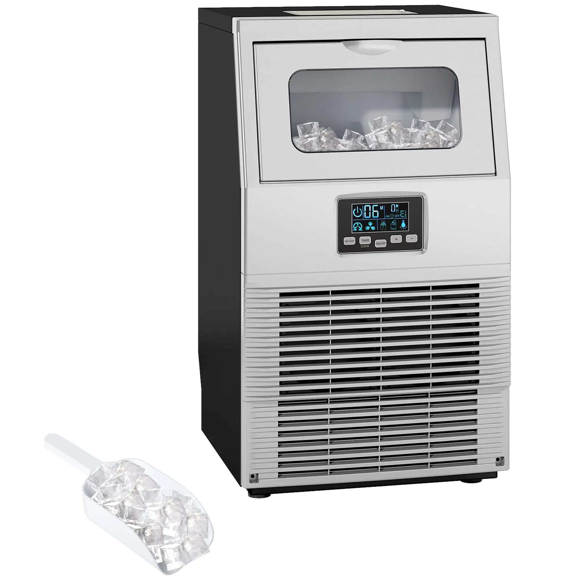 Nancy's Giussago Ijsblokjesmachine - LCD-display - Zelfreiniging & timer - Zilver / Zwart - Staal