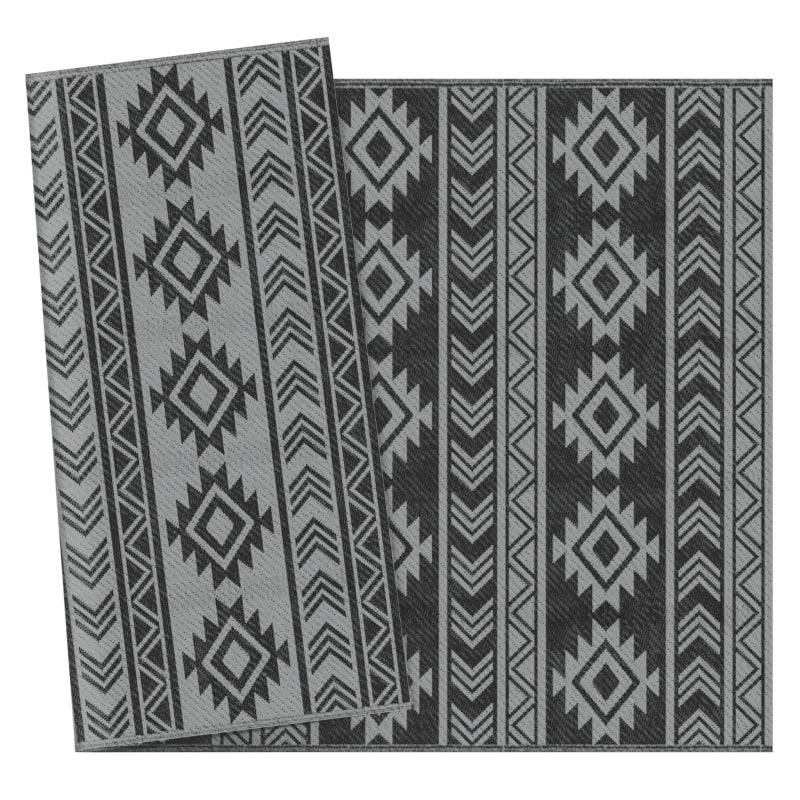 Nancy's Bodega Outdoor Rug - Garden Carpet - Outdoor Carpet - Garden Rug - Carpet - Double Sided - Black / Gray