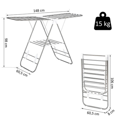 Nancy's Eulalia Wasrek - Droogrek - Verstelbaar - Anti-slip - Zilver / Wit