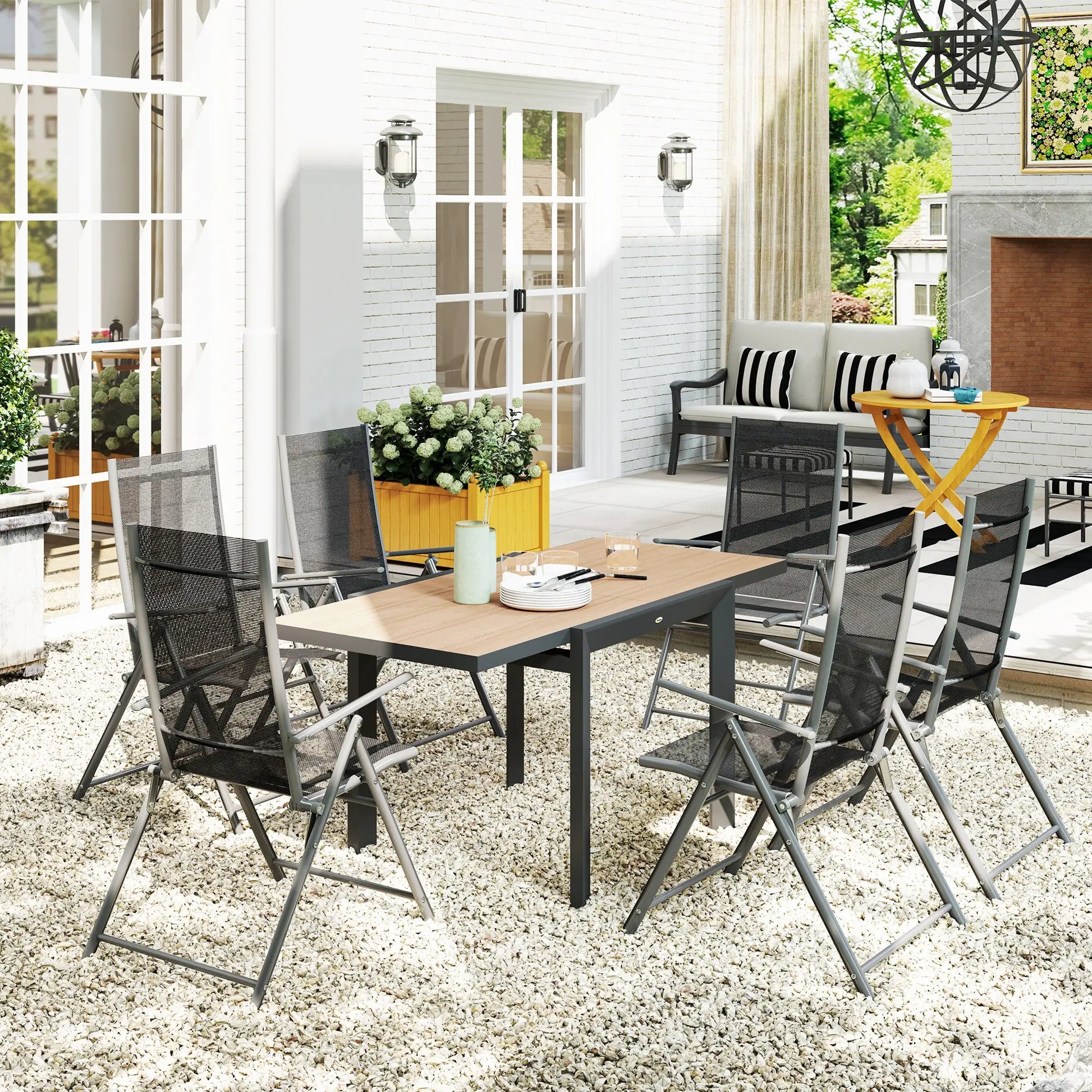 Nancy's Cornaredo Tuintafel - Terrastafel - Eettafel voor Buiten - Uitschuifbaar - Hout / Grijs - ± 80/160 x 80 x 75 cm