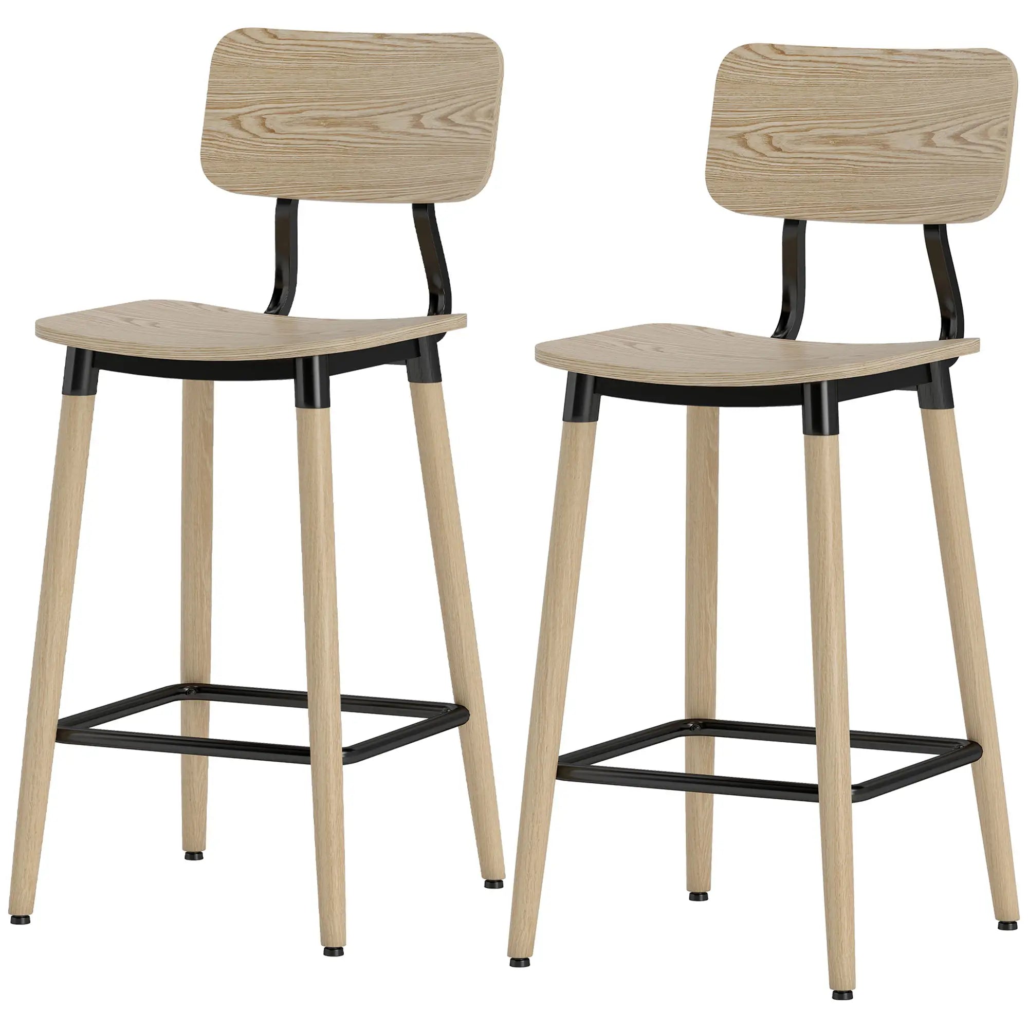 Nancy's Lioni Barkrukken - Keukenkrukken - Set van 2 - Staal / Hout