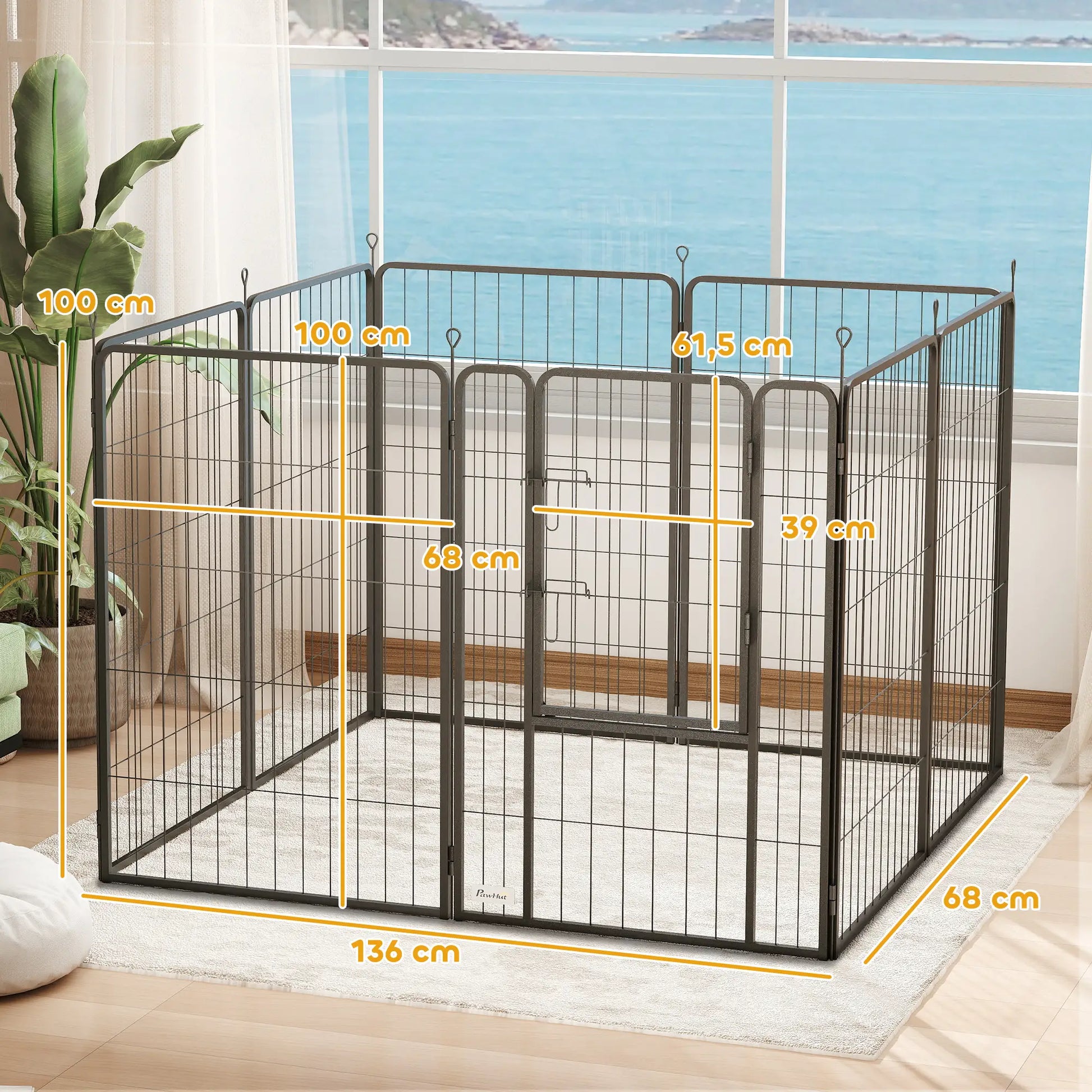 Nancy's Cogoleto Puppyren - Hondenren - Hondenbox - Zwart - Staal