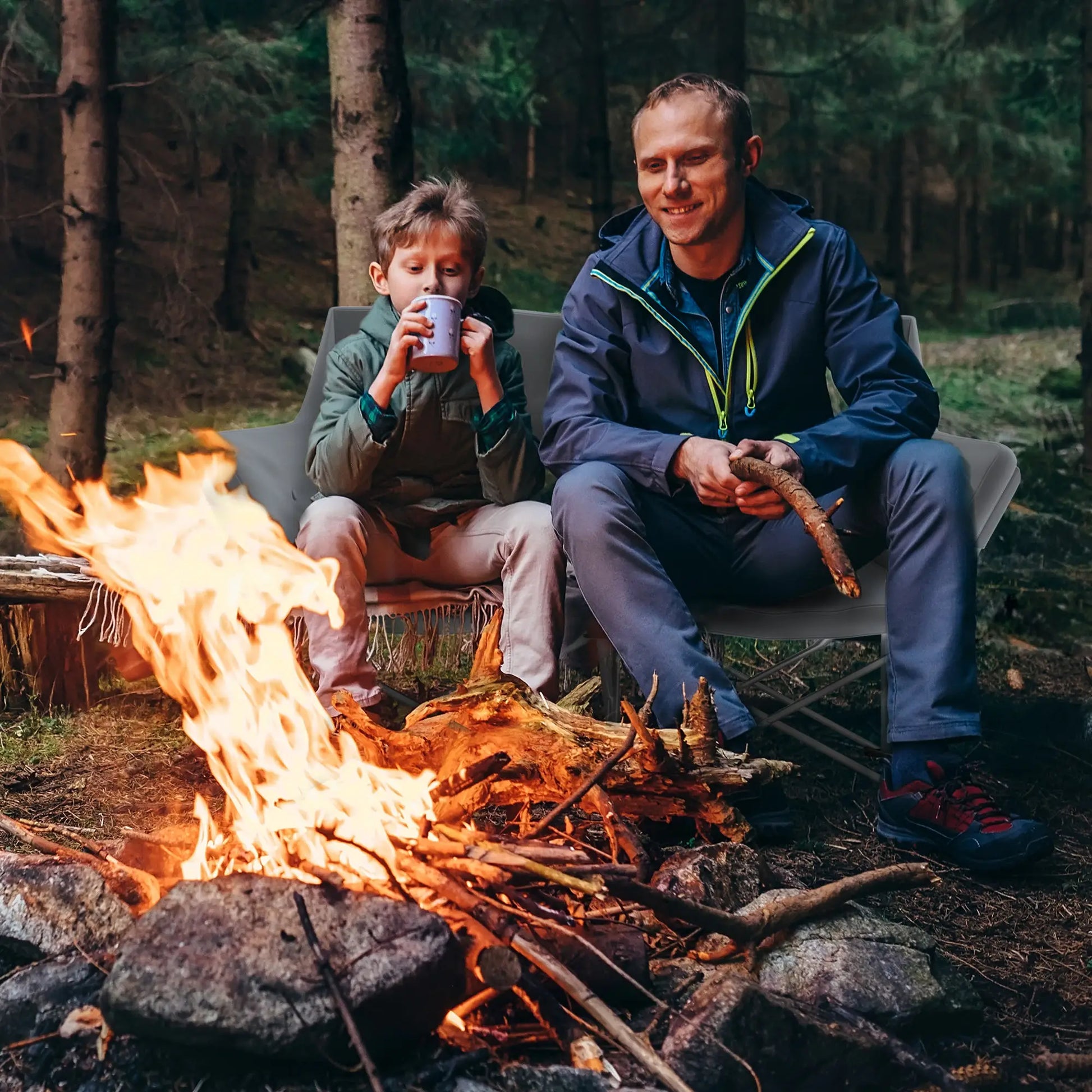 Nancy's Dronero Dubbele Campingstoel - Vouwstoel - Visstoel - Grijs
