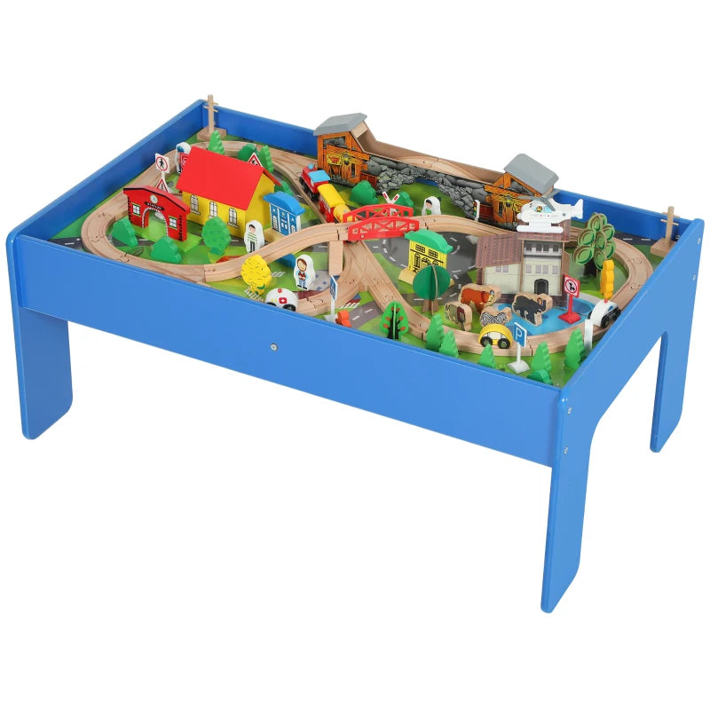 Nancy's Pezzaze Speeltafel voor kinderen - Treintafel - 108-delige houten treinset - Blauw