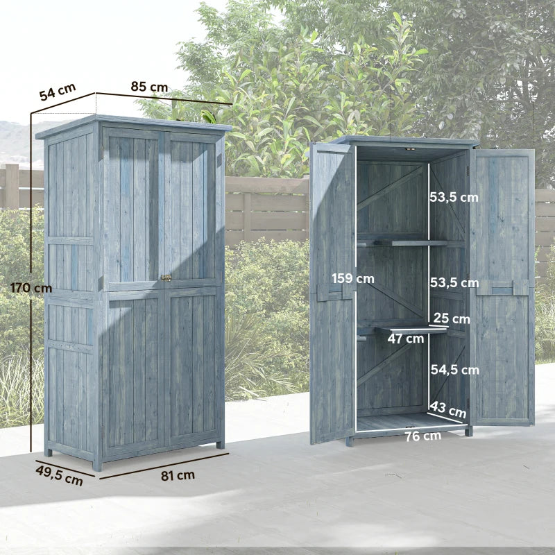 Nancy's Robilante Tuinkast - Buitenkast - Grijs - Vurenhout - ± 85 x 55 x 170 cm