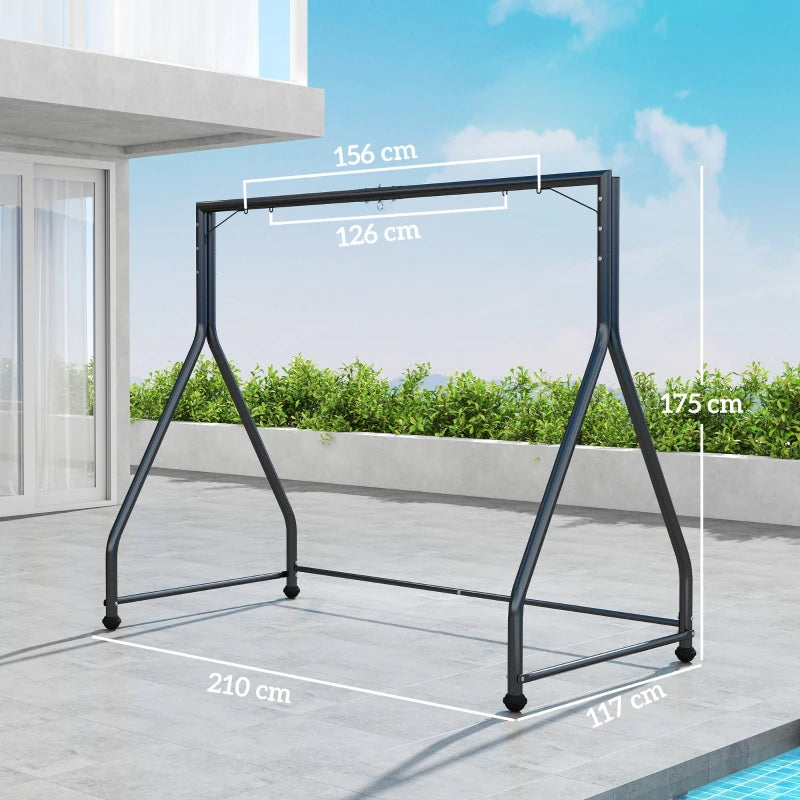 Nancy's Ronchi Schommelframe - Frame voor schommelbank - Zwart - Staal - ± 210 x 115 x 175 cm