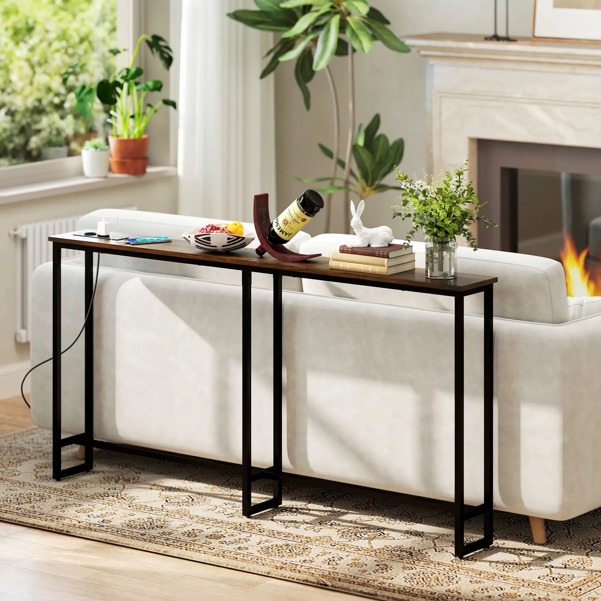 Nancy's Desio Sidetable - Bijzettafel - Consoletafel - Bruin - 160 x 20 x 80 cm