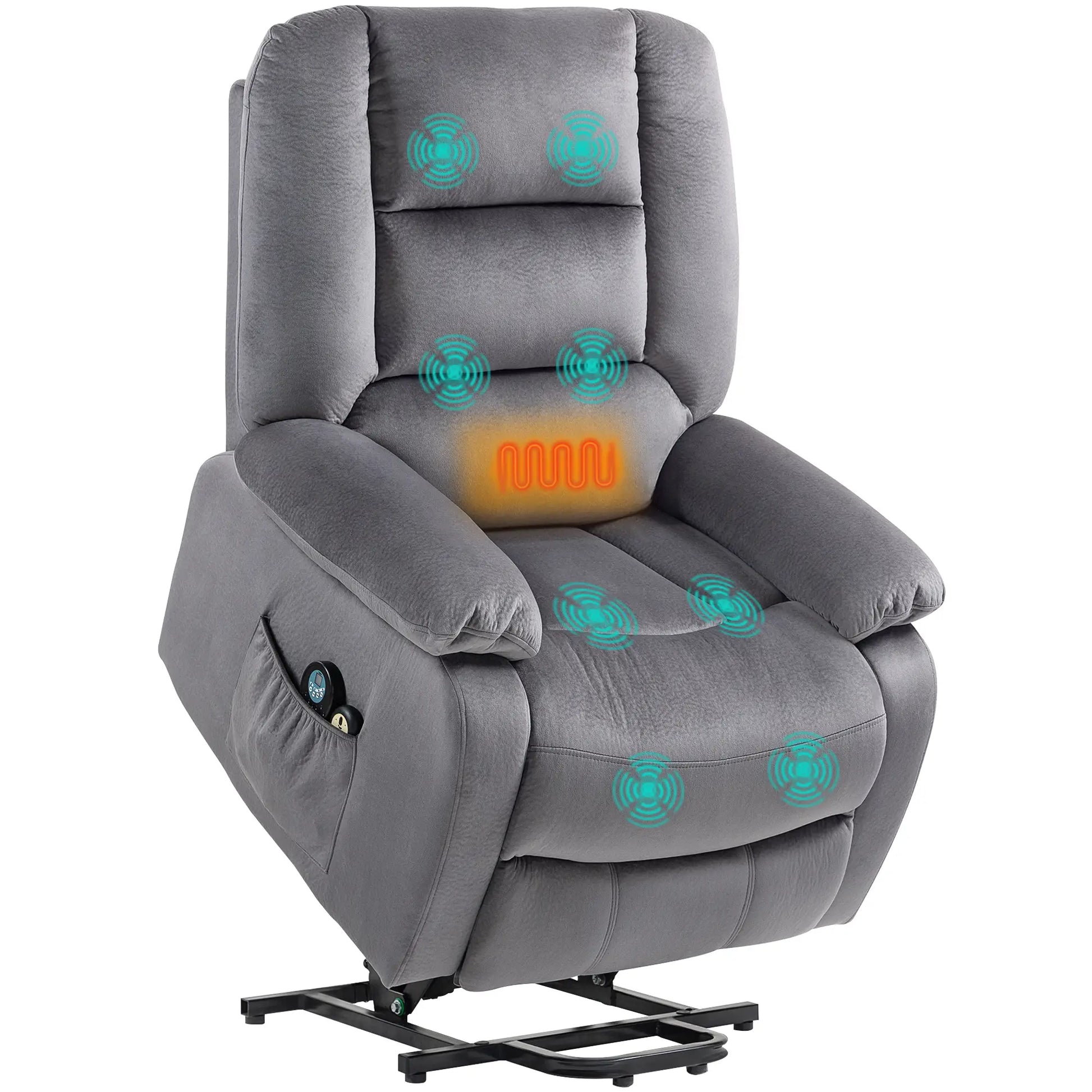 Nancy's Inveruno Sta op stoel - Relaxfauteuil - Seniorenstoel - Trillmasage en Warmte - Grijs