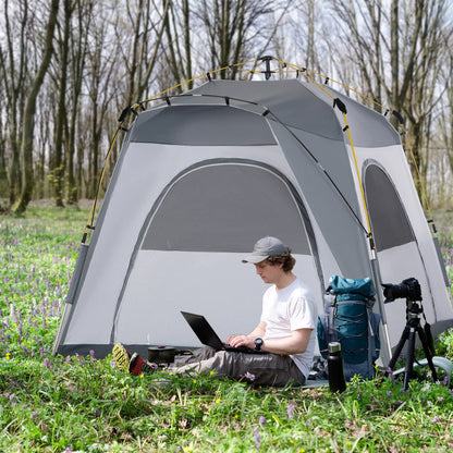 Nancy's Ghedi Kampeertent - Campingtent - Koepeltent - Grijs - 240 x 240 x 200 cm