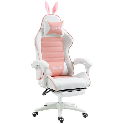 Nancy's Galatone Gamestoel - Gaming Stoel - Computer Stoel - Bureaustoel - Roze / Wit