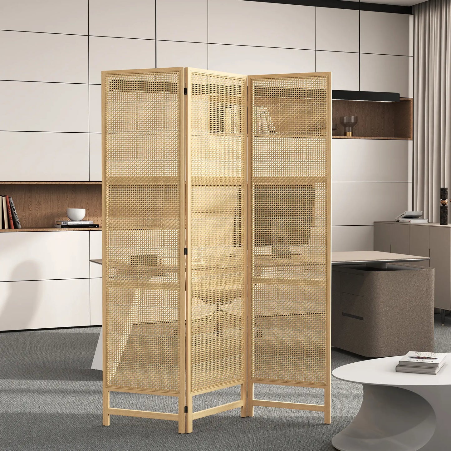 Nancy's Fontão Kamerscherm - Privacyscherm - Roomdivider - Dennenhout / Rotan - 135 x 180 cm