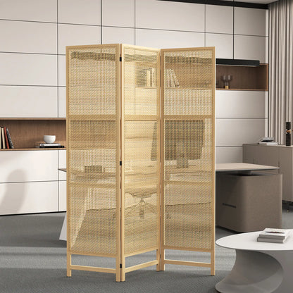 Nancy's Fontão Kamerscherm - Privacyscherm - Roomdivider - Dennenhout / Rotan - 135 x 180 cm