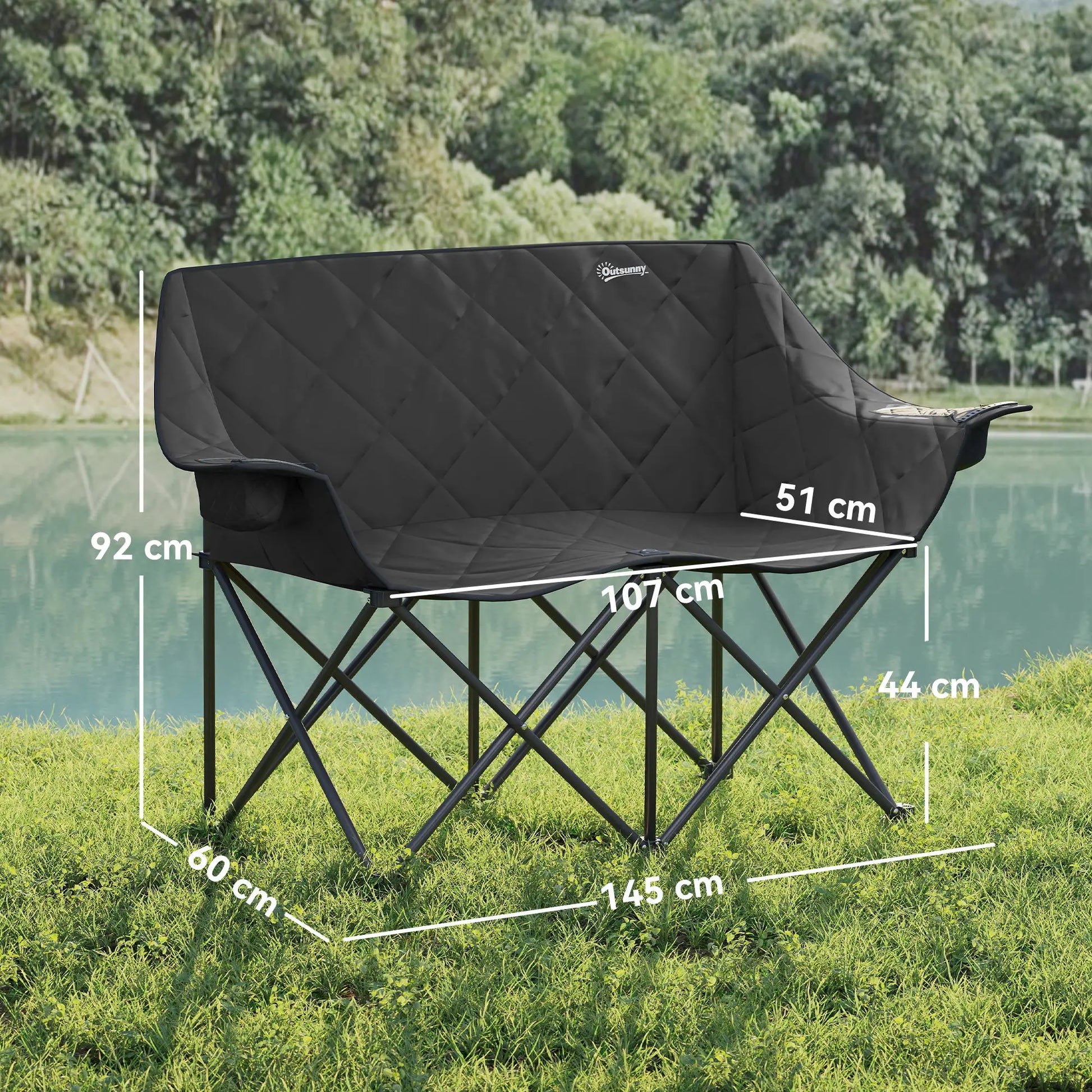 Nancy's Dro Dubbele Campingstoel - Vouwstoel - Visstoel - Zwart