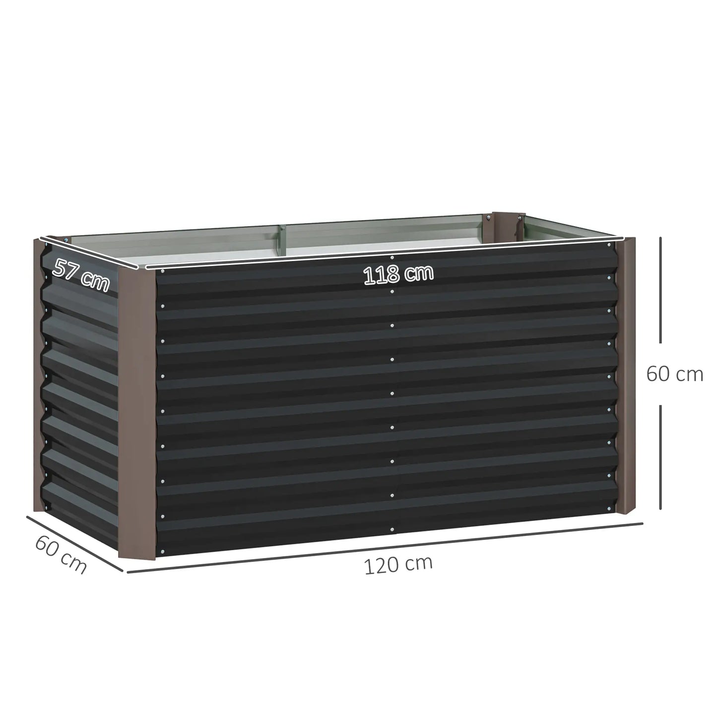 Nancy's Adorigo Plantenbak Set van 2 - Bloembak - Verhoogd Tuinbed - Donkergrijs - ± 120 x 60 x 60 cm