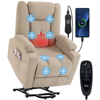 Nancy's Valstrona Sta op Stoelen - Seniorenstoel - Opsta stoel - Trilmassage & Warmte - Crèmewit