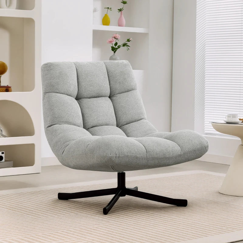 Nancy's Padula Draaifauteuil - Draaistoel - Relaxfauteuil - Lichtgrijs - Chenille