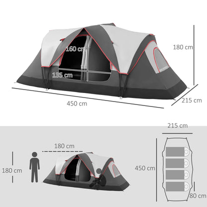 Nancy's Dumenza Kampeertent - 6-Persoons Campingtent - 2 Slaapkamers - Grijs - 450 x 215 x 180 cm