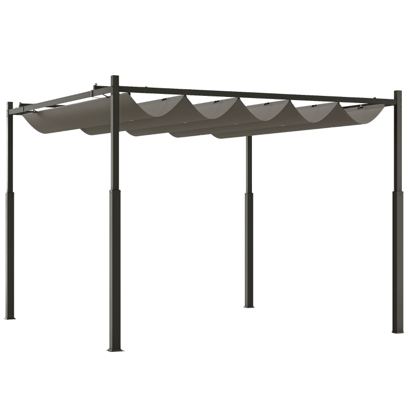 Nancy's Pollein Pergola - Terras overkapping - Tuinhuisje - Uitschuifbaar dak - Grijs - ± 300 x 300 x 230 cm