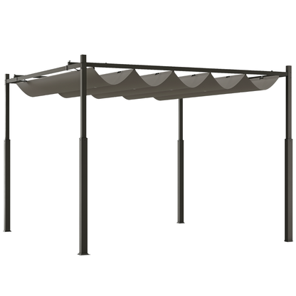 Nancy's Pollein Pergola - Terras overkapping - Tuinhuisje - Uitschuifbaar dak - Grijs - ± 300 x 300 x 230 cm