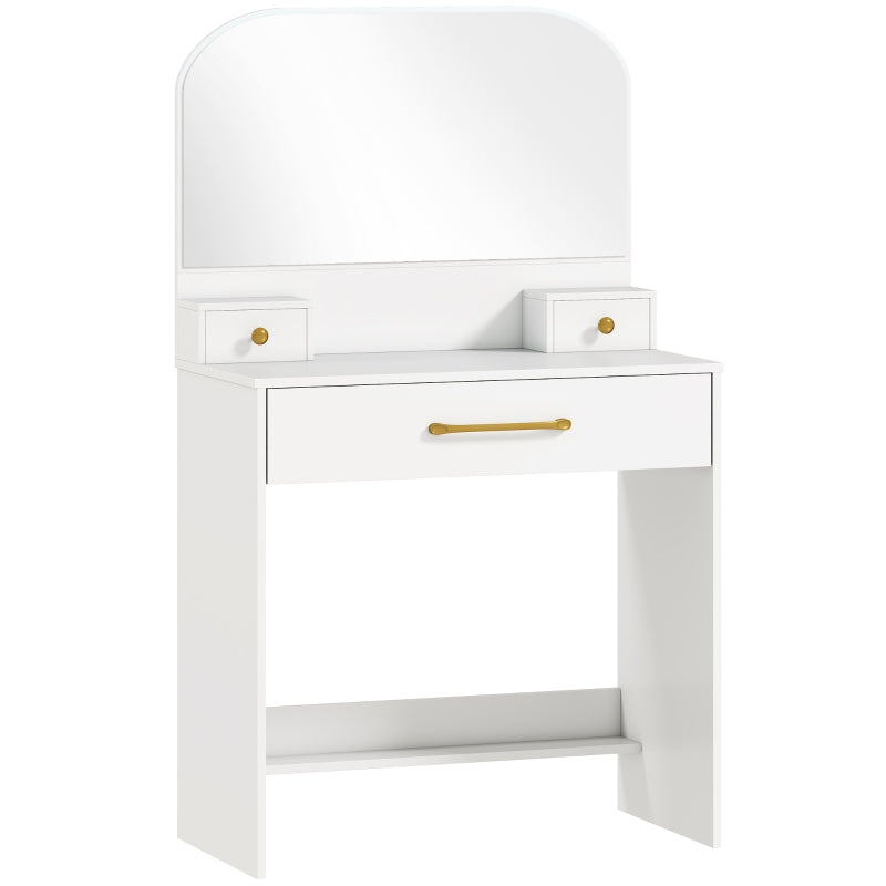 Nancy's Ponsacco Make Up Tafel - Kaptafel - Make-Up Tafel met Spiegel - Wit - 80 x 40 x 135 cm
