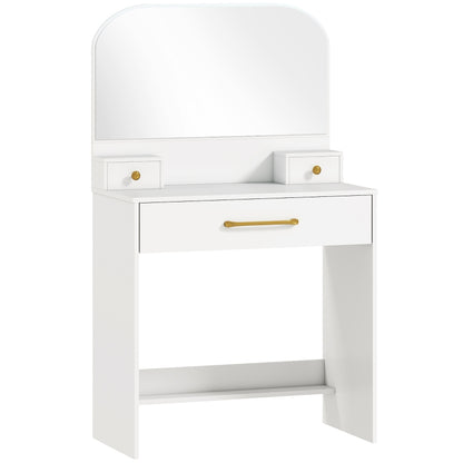 Nancy's Ponsacco Make Up Tafel - Kaptafel - Make-Up Tafel met Spiegel - Wit - 80 x 40 x 135 cm