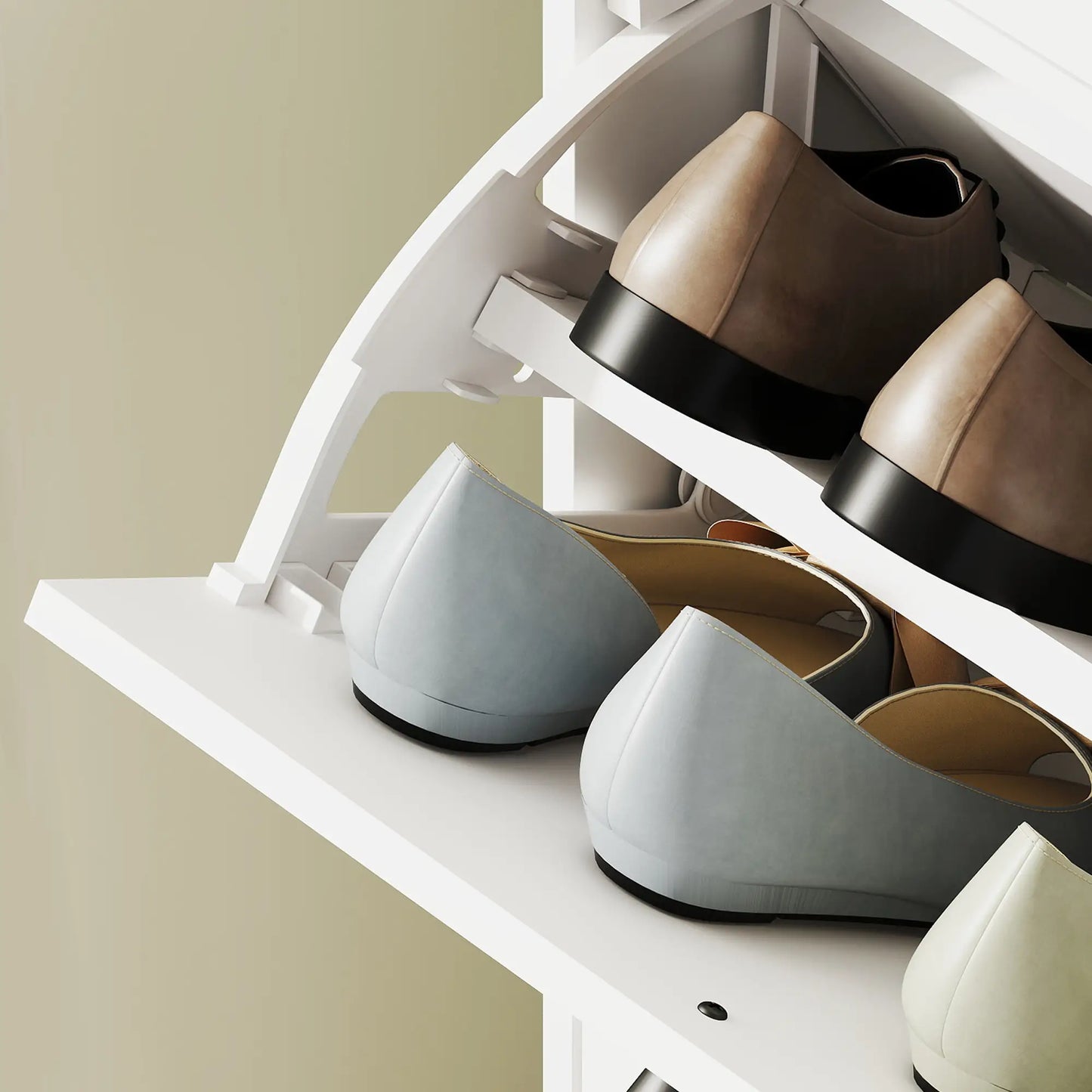 Nancy's Formigliana Schoenenkast - Opbergkast voor Schoenen - Schoenenrek - Wit - ± 45 x 25 x 120 cm
