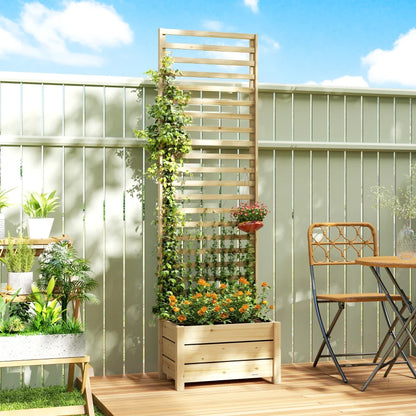 Nancy's Portoscuso Plantenbak - Bloembak met klimrek - Verhoogde Plantenbak - Dennenhout - ± 60 x 40 x 200 cm