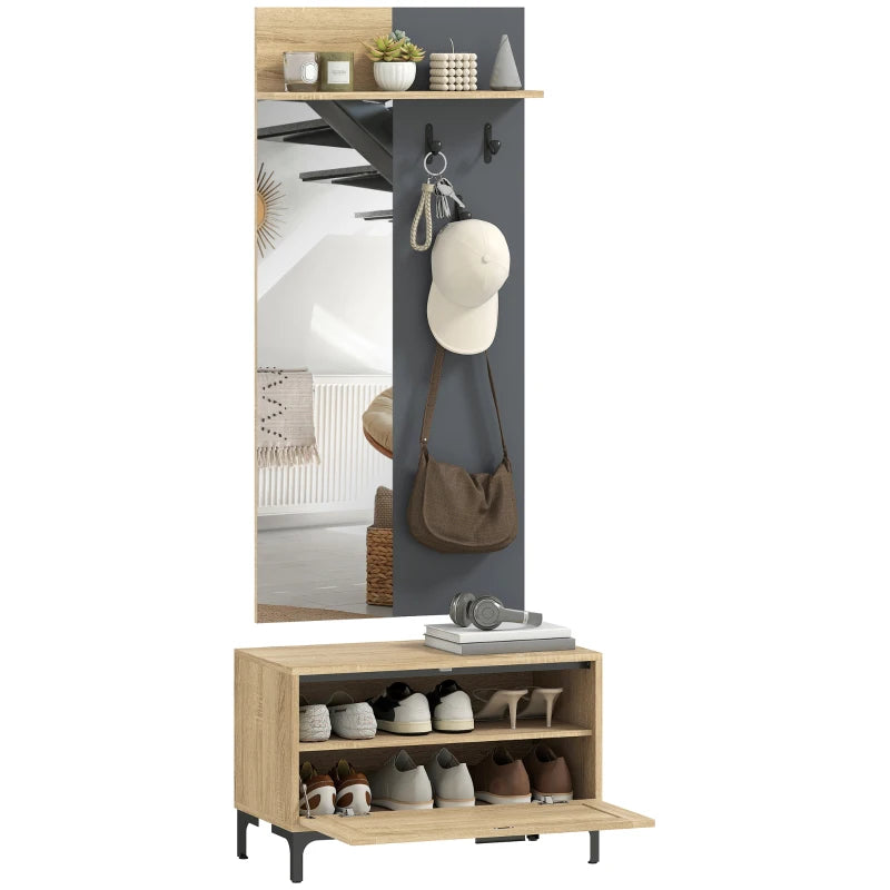 Nancy's Paulilatino Wandgarderobe - Garderobekast - Halgarderobe - Hout / Grijs - ± 60 x 15 x 130 cm