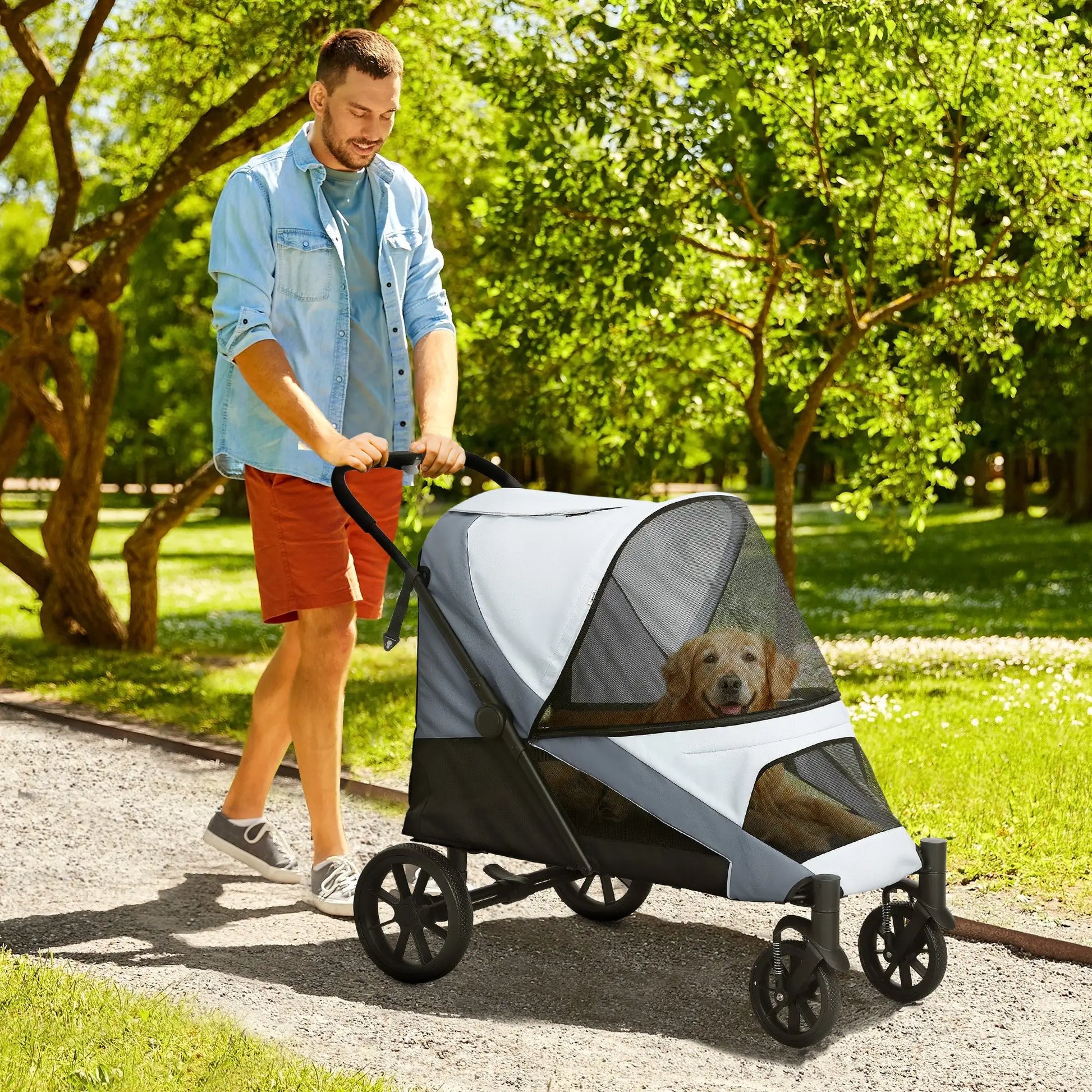 Nancy's Collesalvetti Reiswagen voor Huisdieren - Hondenbuggy - Kattenbuggy - Grijs