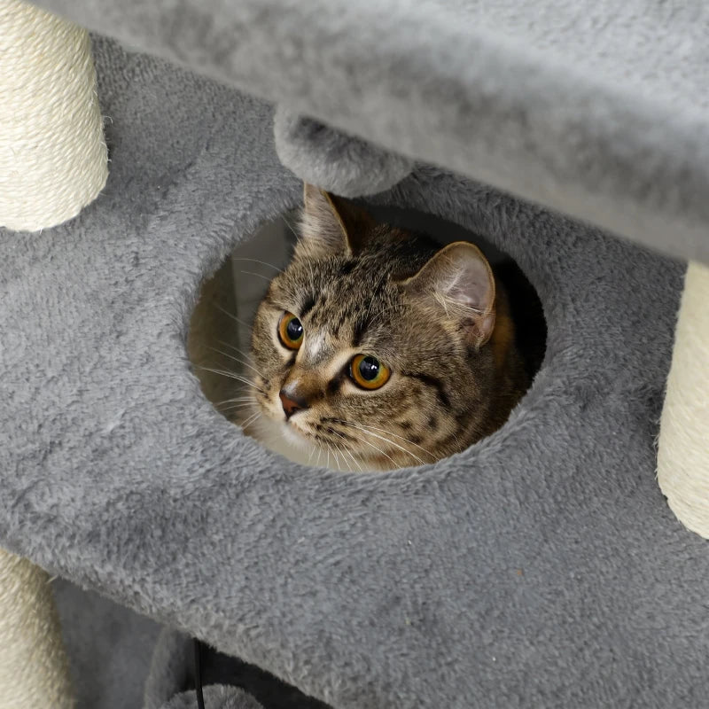 Nancy's Torregrotta Krabpaal - Kattenboom - Klimboom voor katten - Grijs - Pluche / Sisal - ± 60 x 30 x 75 cm